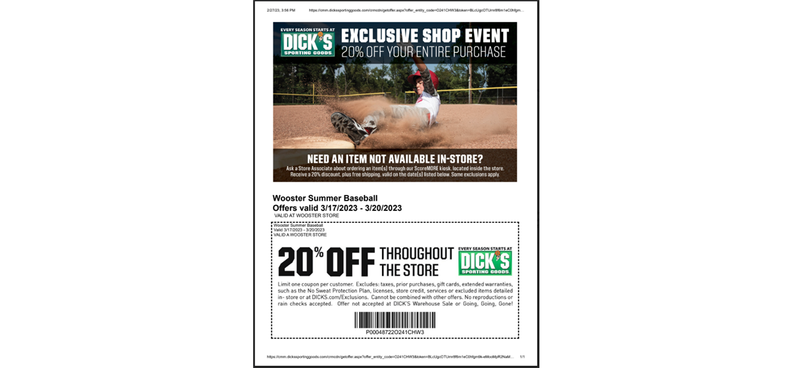 WSBI Shop Days @ DICK'S Sporting Goods